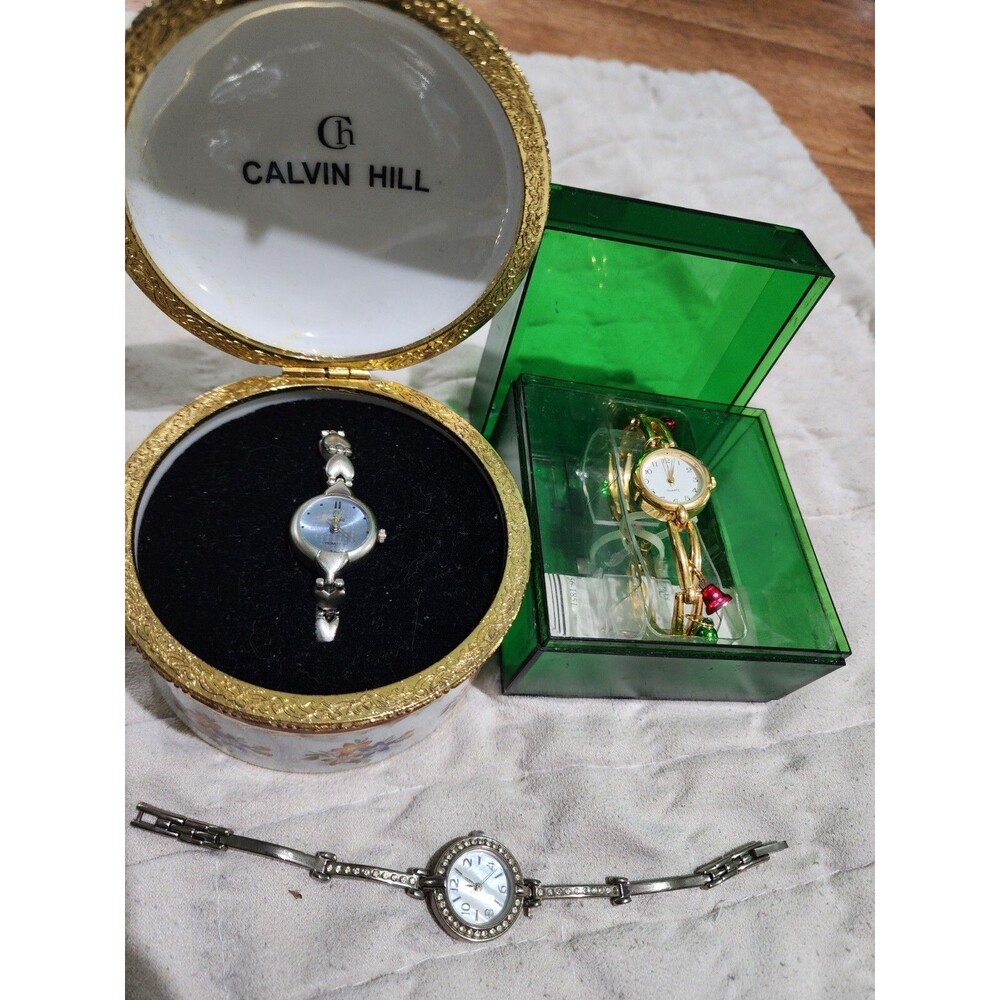 Bundle Of 3 Watches Christmas, Heart Designed, Calvin Hill -Needs Batteries-